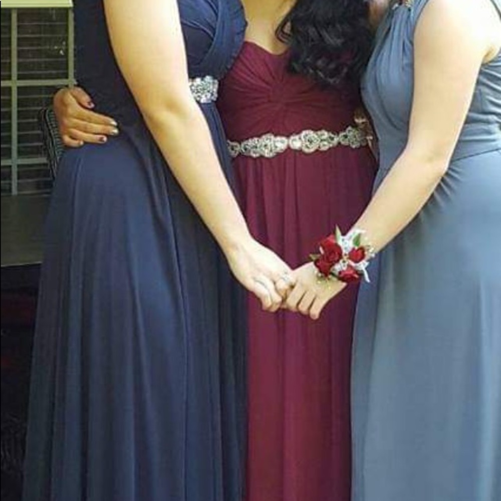 Burgundy Strapless Prom Dress